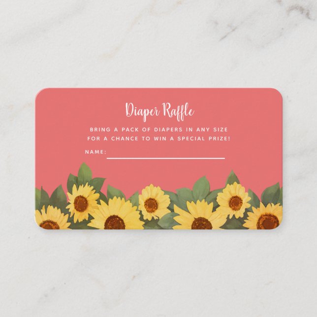 Sonnenblume Frühjahrsdusche Windelwanne Windelwann Visitenkarte (Vorderseite)