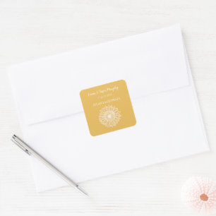 Sonnenblume-Gastgeschenk Hochzeit Quadratischer Aufkleber