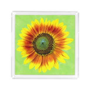 Sonnenblume, geblümt Gelb und Grün Blume Acryl Tablett