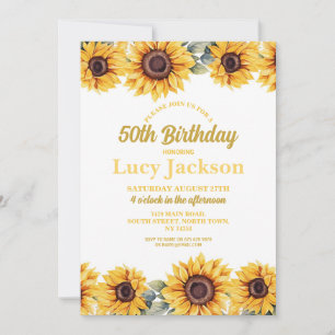 Sonnenblume Geburtstag 50. Blumenweiße Frauen Einladung