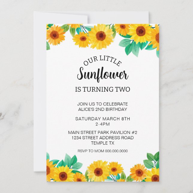 Sonnenblume Geburtstag Einladung Sommer Download (Vorderseite)