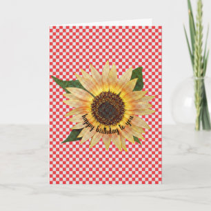 Sonnenblume Geburtstag von Rot-Weiß-Gingham Karte