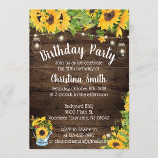 Sonnenblume-Geburtstags-Party Einladung - Land