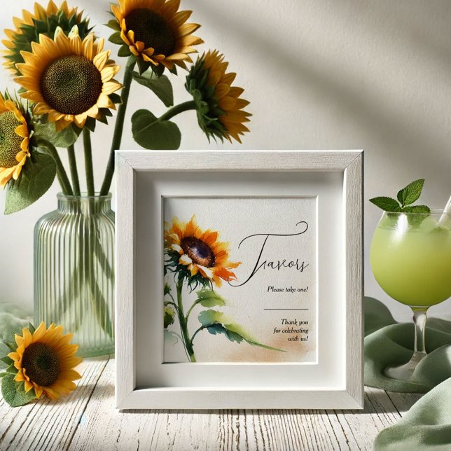 Sonnenblume Gefallen Unterschrift rustikale Hochze Poster (Sunflower wedding decor features a small favor sign. Order printed or printable instant download.)