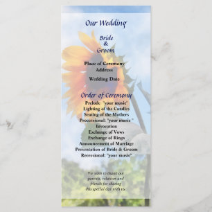 Sonnenblume gegen den Himmel Hochzeitsprogramm Programm