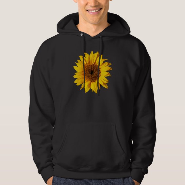 Sonnenblume-Gelb auf Schwarzem - kundengebundene Hoodie (Vorderseite)