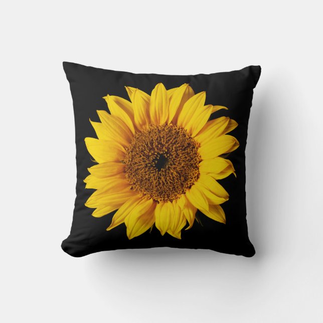 Sonnenblume-Gelb auf Schwarzem - kundengebundene Kissen (Vorderseite)