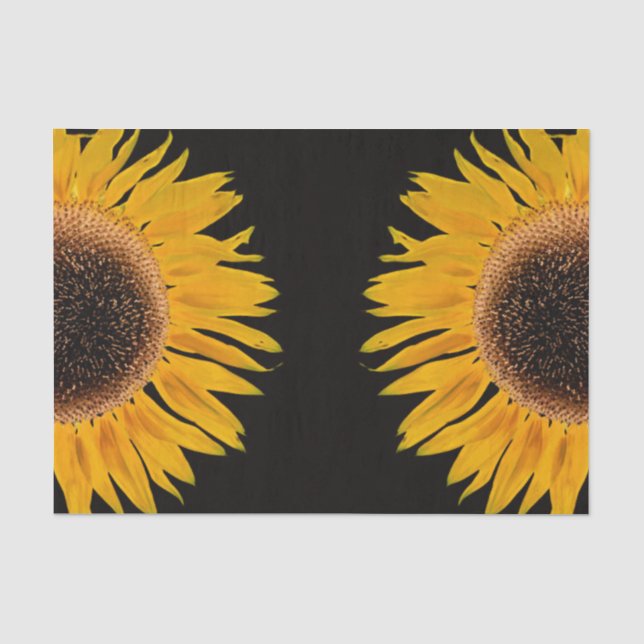 Sonnenblume Gelb Symmetrische schwarze Umgebung Seidenpapier (Vorderseite)