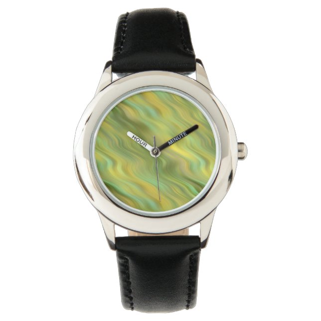 Sonnenblume Gelbe Wavy Textur Armbanduhr (Vorderseite)