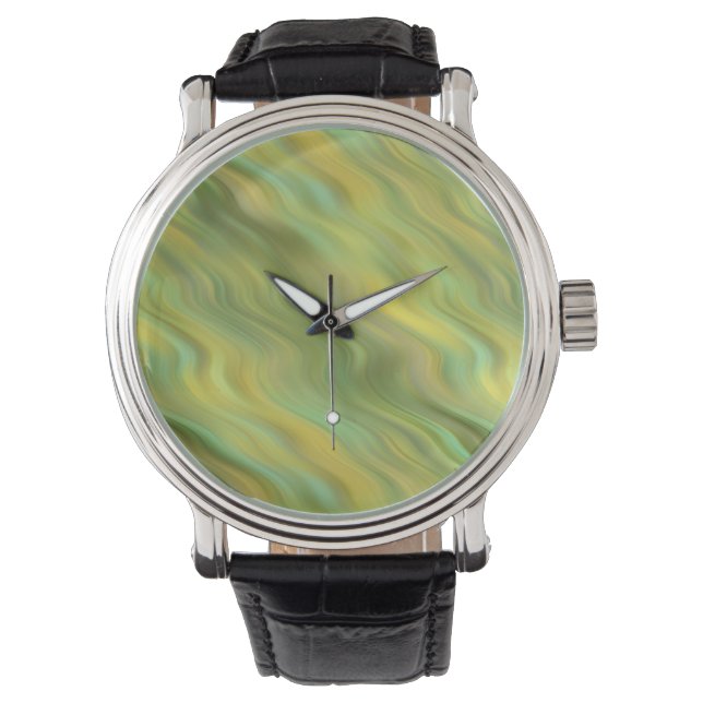 Sonnenblume Gelbe Wavy Textur Armbanduhr (Vorderseite)