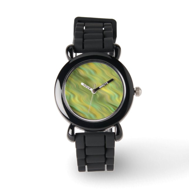 Sonnenblume Gelbe Wavy Textur Armbanduhr (Vorderseite)