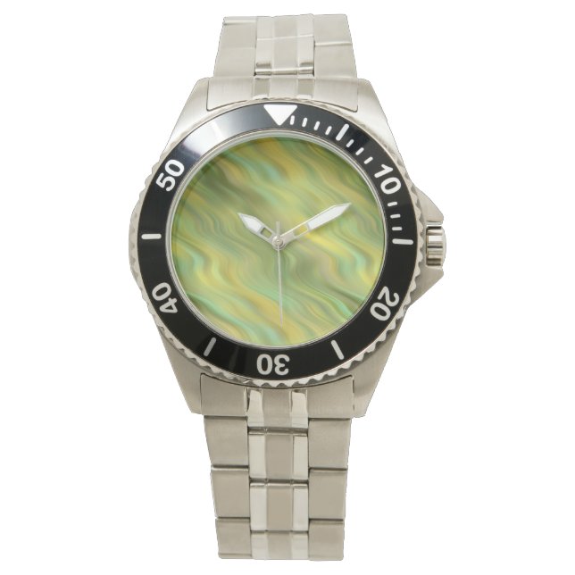 Sonnenblume Gelbe Wavy Textur Armbanduhr (Vorderseite)