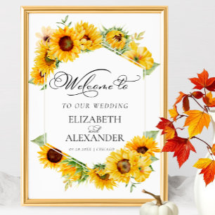 Sonnenblume Geometrische Hochzeit im Herbst Begrüß Poster