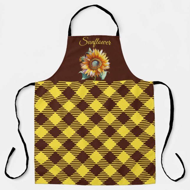 "Sonnenblume" Gingham Schürze (Vorderseite)
