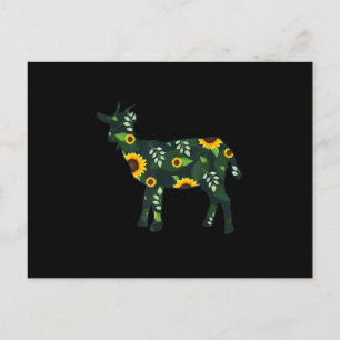 Sonnenblume Girl Floral Goat Kid Hawaiian Ankündigungspostkarte