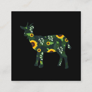 Sonnenblume Girl Floral Goat Kid Hawaiian Quadratische Visitenkarte