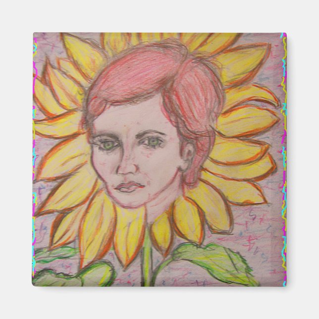Sonnenblume Girl Magnet (Vorne)