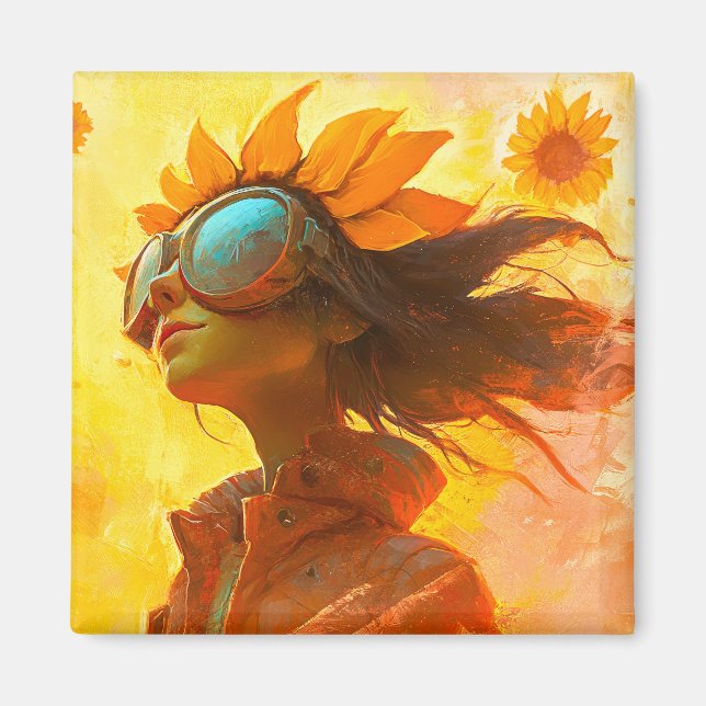 Sonnenblume Girl Magnet (Vorne)