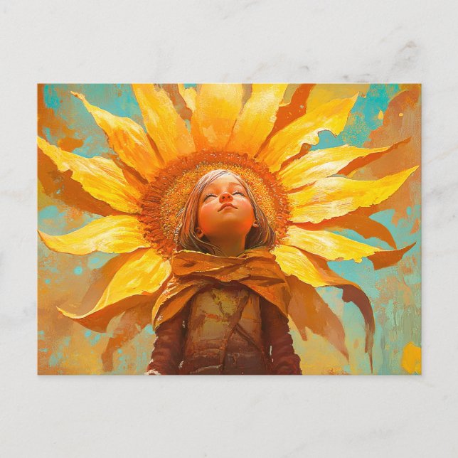 Sonnenblume Girl Postkarte (Vorderseite)
