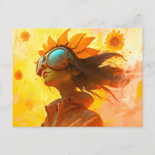 Sonnenblume Girl Postkarte