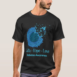 Sonnenblume Glaube Hoffnung Liebe Diabetes Bewusst T-Shirt