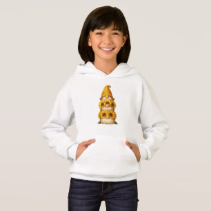 Sonnenblume Gnome versteckt Lächeln unter dem Gold Hoodie