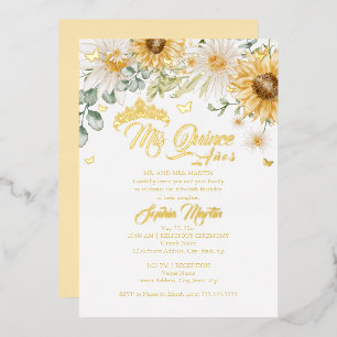 Sonnenblume Gold Butterfly Mis Quince Quinceanera Folieneinladung
