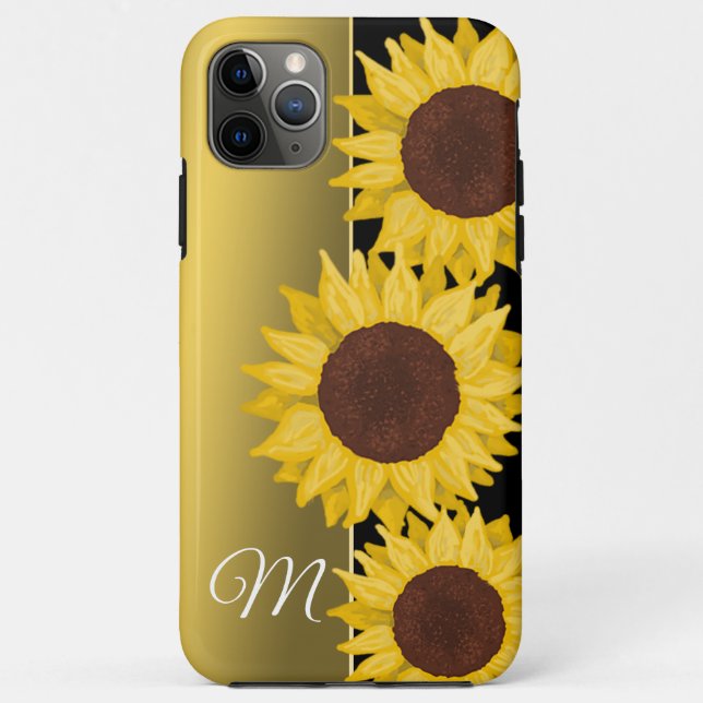 Sonnenblume Gold Monogram Case-Mate iPhone Hülle (Rückseite)