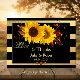 Sonnenblume Gold Streifen Foto Hochzeit Dankeschön Dankeskarte