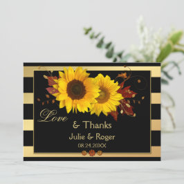 Sonnenblume Gold Streifen Foto Hochzeit Dankeschön Dankeskarte