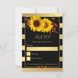 Sonnenblume Gold Streifen Hochzeit im Herbst RSVP  Einladung
