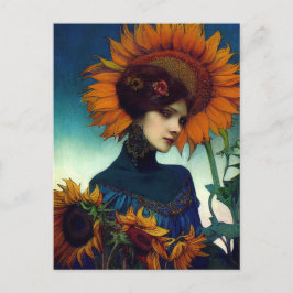 Sonnenblume Goldene Stunde Postkarte