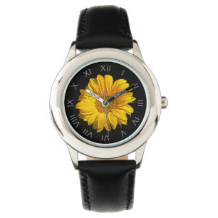 Sonnenblume Grau römische Zahlen Kinder Beobachtu Armbanduhr