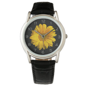 Sonnenblume, Grau-Zahl Mennis Armbanduhr