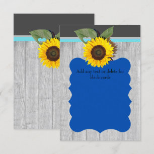Sonnenblume Graues Holz aquamarin blau Rustikale H Einladung