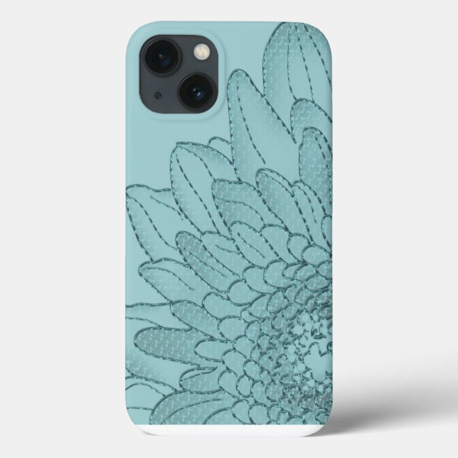 Sonnenblume Große Aquamarine grafische Blume Case-Mate iPhone Hülle (Rückseite)