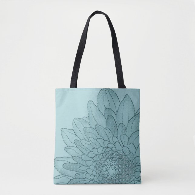 Sonnenblume - große aquamarine Taschen-Tasche der Tasche (Vorderseite)