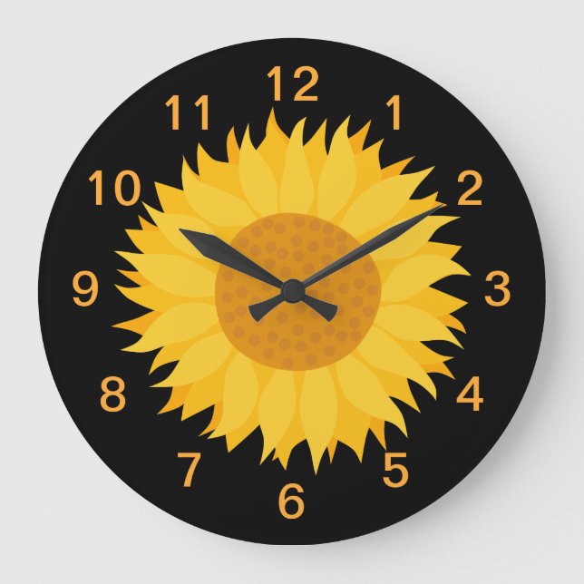 Sonnenblume Große Wanduhr (Vorderseite)