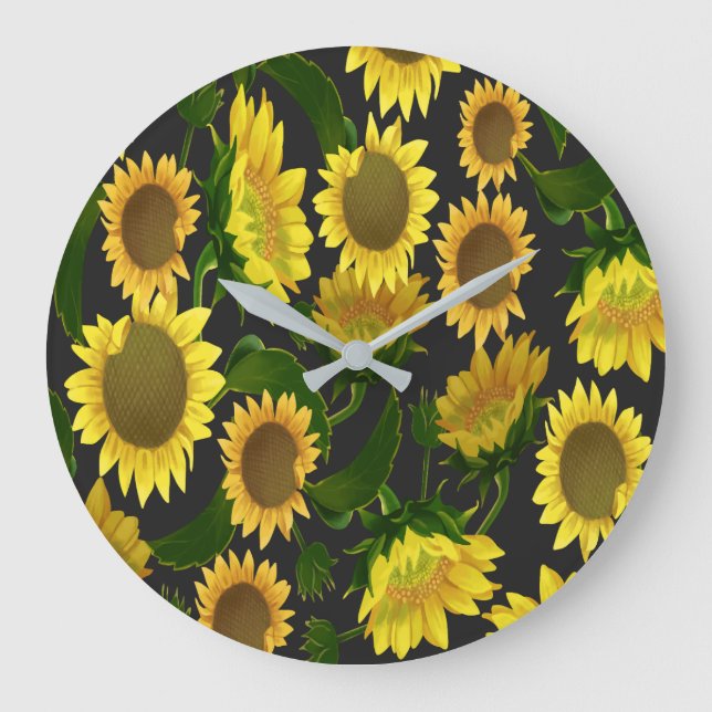 Sonnenblume Große Wanduhr (Vorderseite)