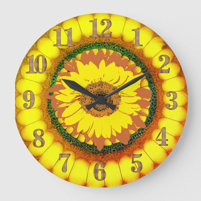Sonnenblume Große Wanduhr (Vorderseite)