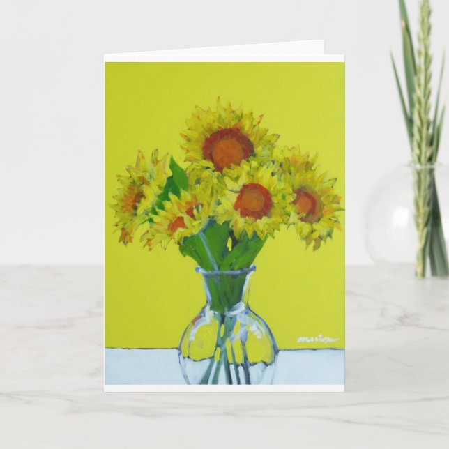 Sonnenblume-Gruß-Karte. Gelb auf Gelb Karte (Vorderseite)