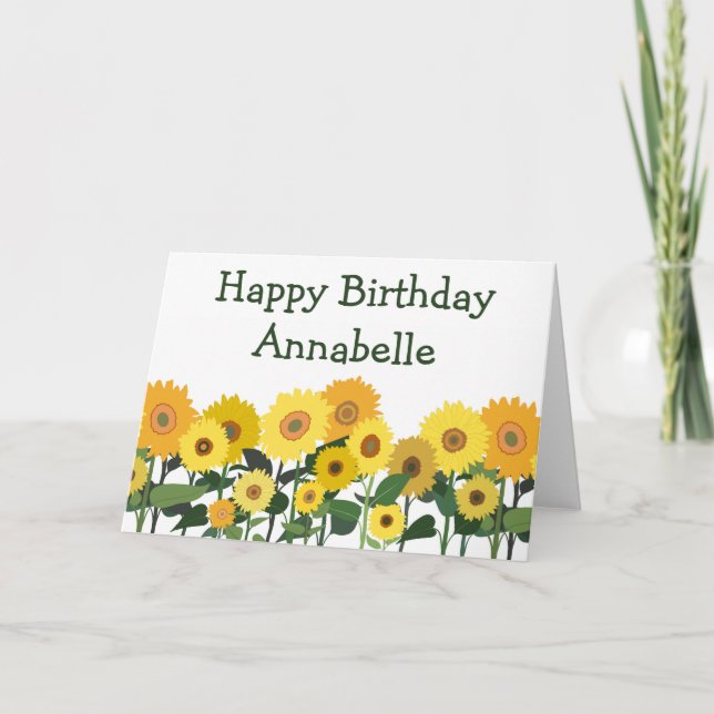 Sonnenblume Happy Birthday Beautiful Personalisier Karte (Vorderseite)