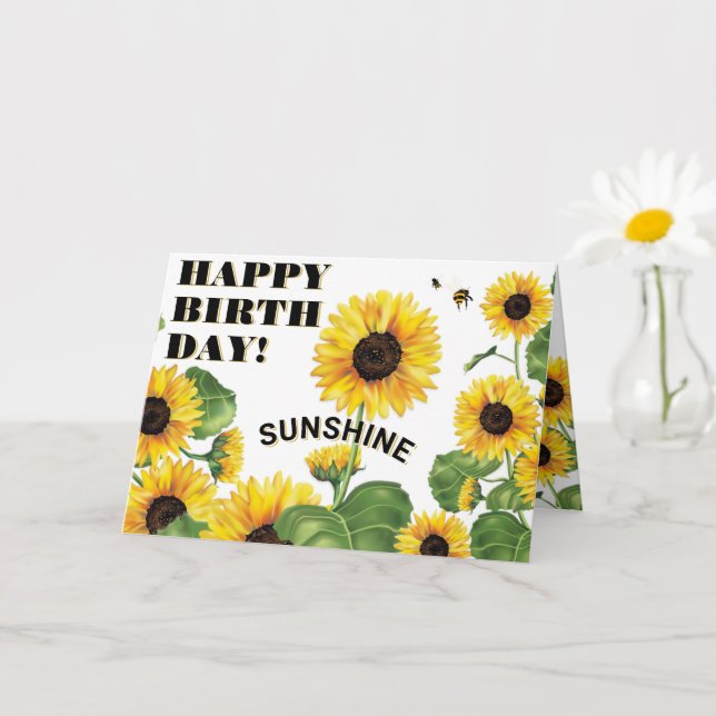 Sonnenblume Happy Birthday Karte (Kleine Pflanze)