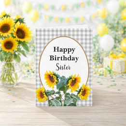Sonnenblume Happy Birthday Schwester Floral Gruß Karte