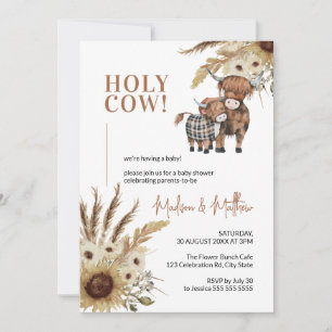 Sonnenblume Heilige Kuh Rustic Farm Baby Dusche Einladung