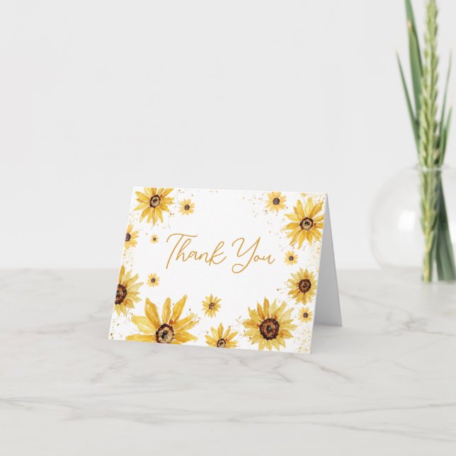 Sonnenblume Herbst Babydusche Dankeskarte (Vorderseite)