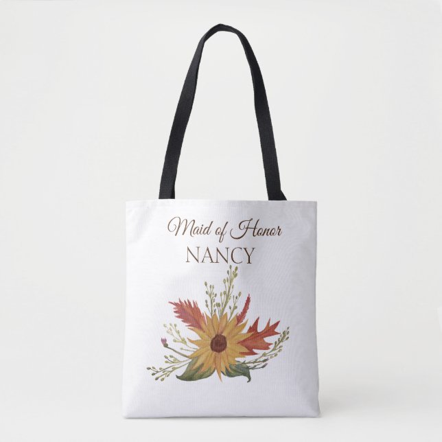 Sonnenblume Herbstliche Trauzeugin Totbeutel Tasche (Vorderseite)
