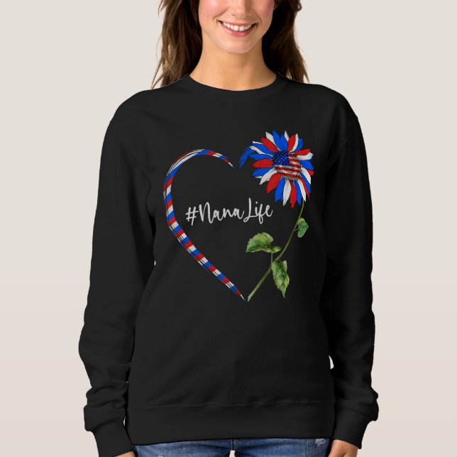Sonnenblume Herz American Nana Life USA Flagge 4. Sweatshirt (Vorderseite)