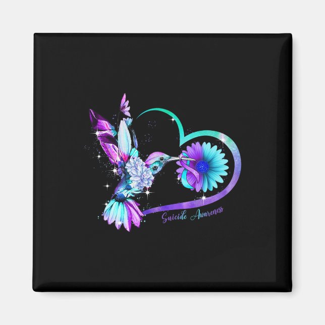 Sonnenblume Herz Lila Ribbon Suizid Bewusstsein Magnet (Vorne)