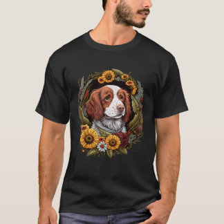 Sonnenblume Hippie Floral Brittany Spaniel Dog T S T-Shirt
